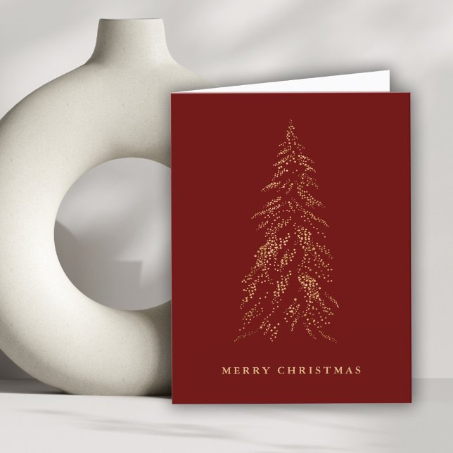Cartão De Festividades Simple Gold Fir Tree Merry Christmas (Criador carregado)