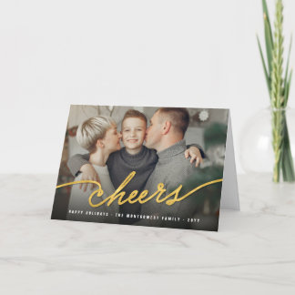 Cartão De Festividades Simple Gold Foil Cheers Calligraphy Script Photo