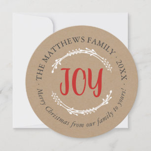 Cartão De Festividades Simple Joy Circle Holiday Photo Card