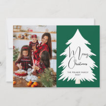 Simple Merry Christmas Pine Tree family photo