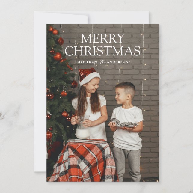 Cartão De Festividades Simple Modern Merry Christmas Full Photo Card (Frente)
