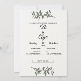 Cartão De Festividades Simple Modern Wedding Invitation | Clean Minimal D