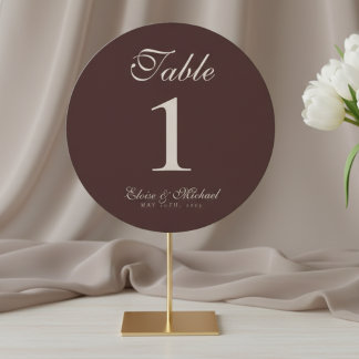 Cartão De Festividades Simple Neutral Brown Wedding Table Number