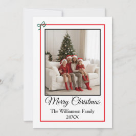 Cartão De Festividades Simple Photo Red, Green, and Black Merry Christmas