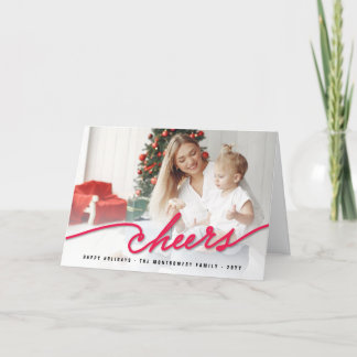 Cartão De Festividades Simple Red Cheers Calligraphy Script Modern Photo