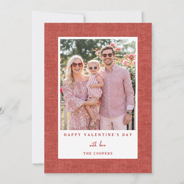 Cartão De Festividades Simple Red Happy Valentine's Day Photo Card (Frente)
