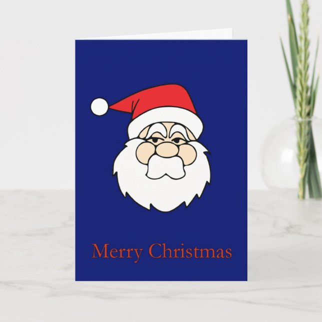 Cartão De Festividades Simple Santa on Blue - A Christmas Card (Frente)
