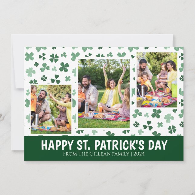 Cartão De Festividades Simple St. patrick's day Shamrocks family photo (Frente)