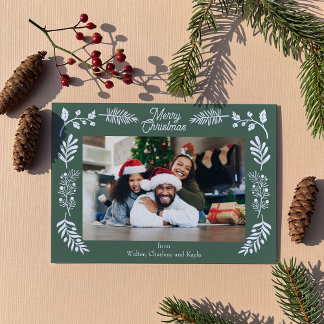 Cartão De Festividades Simple Winter Foliage Single Photo Horizontal