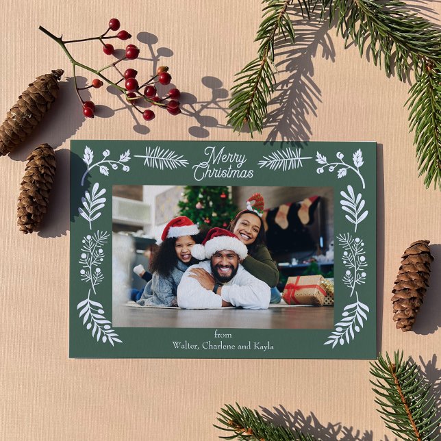 Cartão De Festividades Simple Winter Foliage Single Photo Horizontal (Criador carregado)