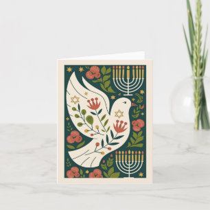 Cartão De Festividades Simples Clássico e Elegante Paz e luz Hanukka