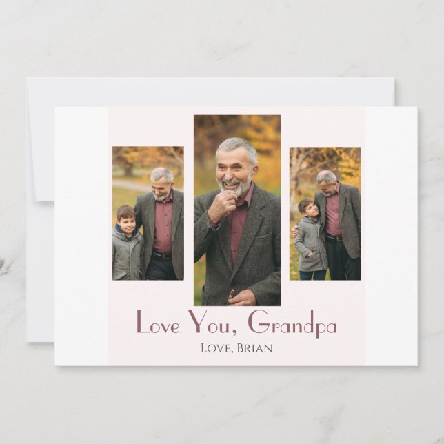 Cartão De Festividades simples Dia de os pais feliz, vovô, três fotos (Frente)