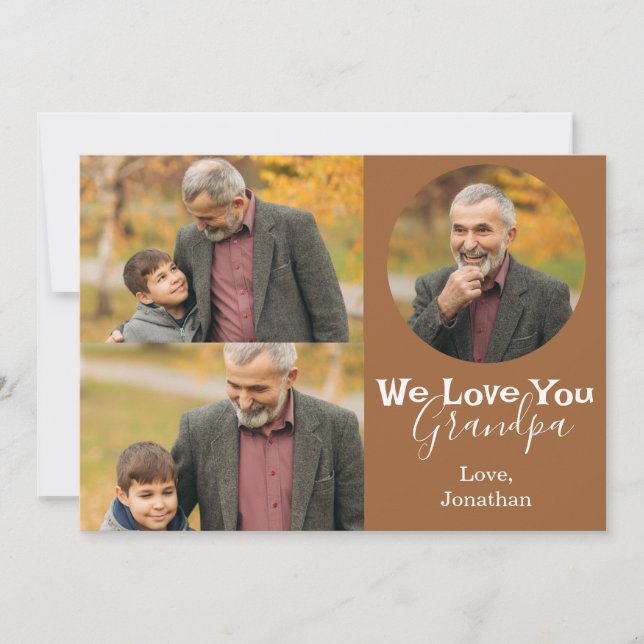 Cartão De Festividades simples Dia de os pais feliz, vovô, três fotos (Frente)