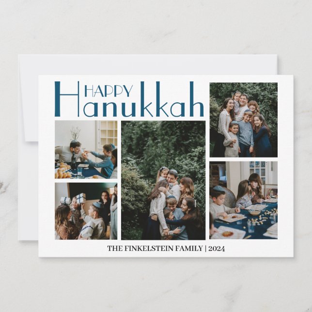 Cartão De Festividades Simples e Elegante | Foto 3 da família Hanukkah (Frente)