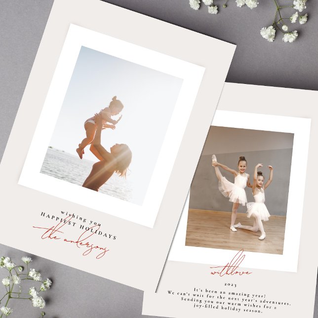 Cartão De Festividades simples e elegante foto vermelha feliz natal (Criador carregado)