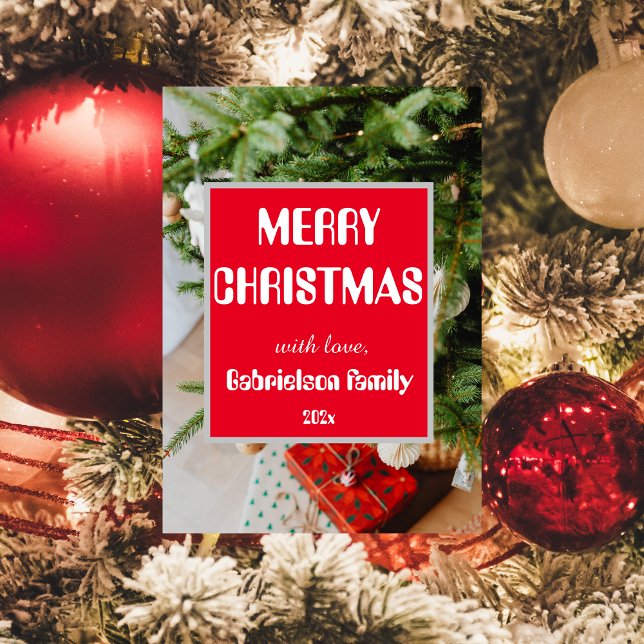 Cartão De Festividades Simples e elegante natal familiar personalizado (Criador carregado)