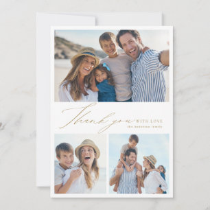 Cartão De Festividades Simples e elegante obrigado 3 fotográfico que você