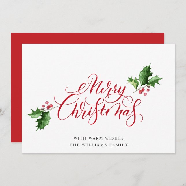 Cartão De Festividades Simples e Elegante Saudação de Natal (Frente/Verso)