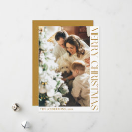 Cartão De Festividades Simples e Minimalista Mel Mostarda de Natal Dourad