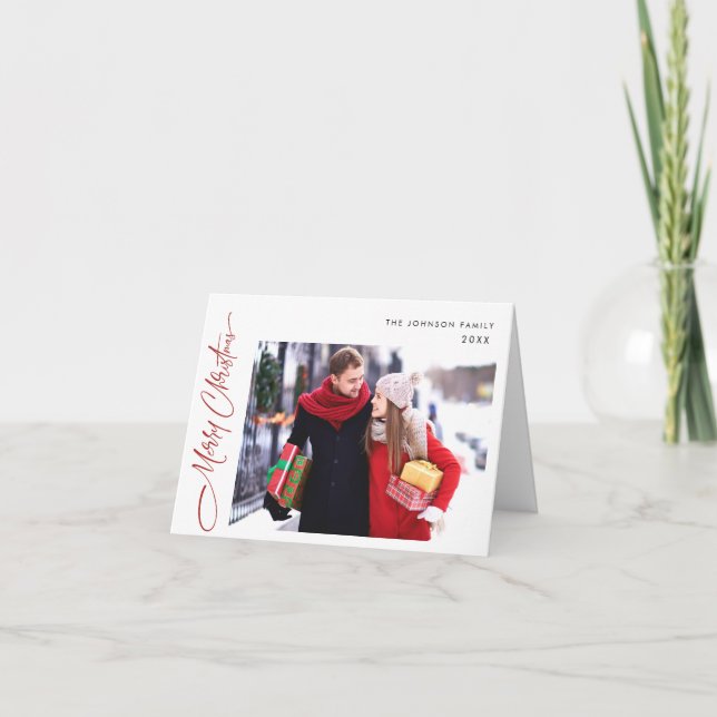 Cartão De Festividades Simples Elegante Feliz Natal 2 FOTO Saudação (Frente)