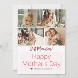 Cartão De Festividades Simples Elegante Moderno Dia das Mães Três Fotos