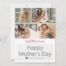 Cartão De Festividades Simples Elegante Moderno Dia das Mães Três Fotos