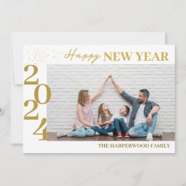 Cartão De Festividades Simples Elegante Moderno Feliz Ano Novo Uma Foto