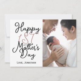 Cartão De Festividades Simples Elegante primeiro Dia das Mães Uma Foto