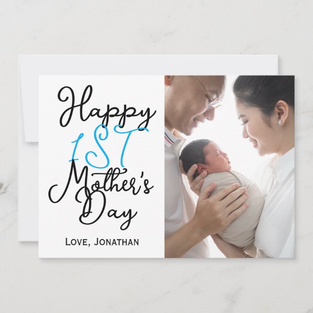 Cartão De Festividades Simples Elegante primeiro Dia das Mães Uma Foto (Frente)