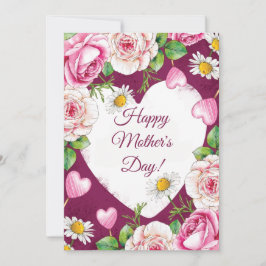 Cartão De Festividades Simples Elegante Rosa Natureza Dia das Mães