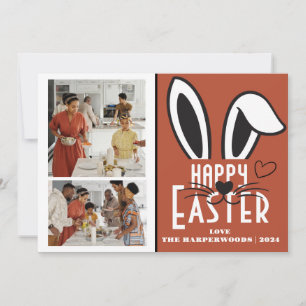 Cartão De Festividades Simples Elegante Tipografia Páscoa Família Dois Fo