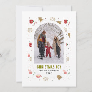 Cartão De Festividades Simples Elegantes Estilosas fotos de Natal da famí