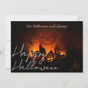 Cartão De Festividades Simples Família escura Assustadora Feliz Halloween