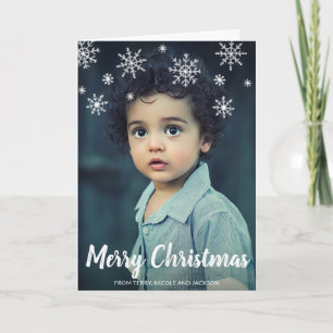Cartão De Festividades Simples Flocos de Neve Bonitos no Natal Moderno
