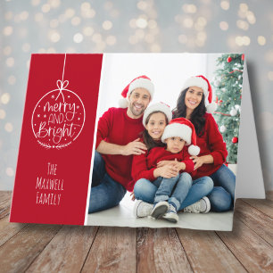 Cartão De Festividades Simples Foto Feliz Natal Brilhante