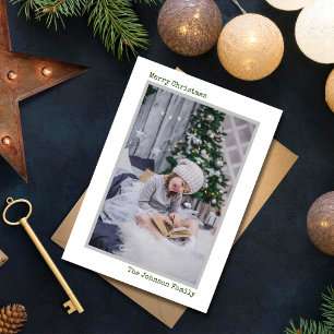 Cartão De Festividades Simples Máquina de Escrever de Natal Foto Moderna