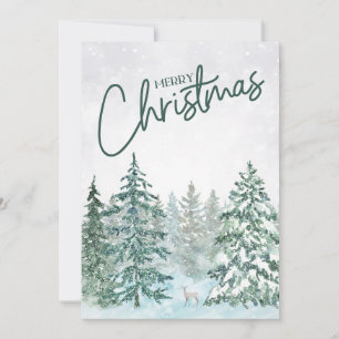 Cartão De Festividades Simples Mensagem de Natal Veado nos Bosques