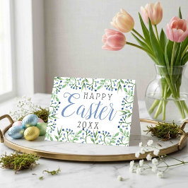 Cartão De Festividades Simples Mirtilos de Primavera Feliz Páscoa