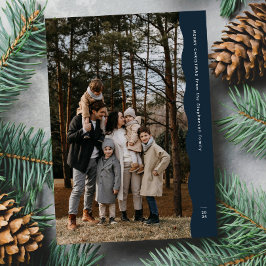 Cartão De Festividades Simples moderno duas fotos borda ondulada Natal az