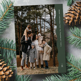 Cartão De Festividades Simples moderno duas fotos borda ondulada verde Na