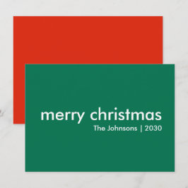 Cartão De Festividades Simples Natal | Na moda mínimo moderno verde