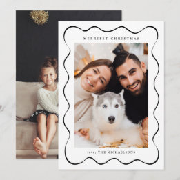 Cartão De Festividades Simples Natal Preto e Branco Duas Foto