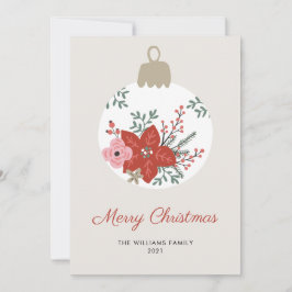 Cartão De Festividades Simples Ornamentos de Natal Florais Elegantes Mode