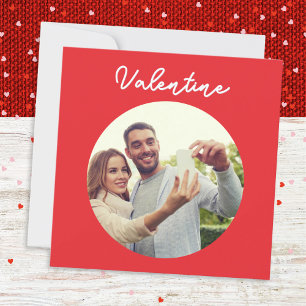 Cartão De Festividades Simples Personalizado Foto Vermelho Dia dos Namora