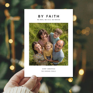 Cartão De Festividades Simples por fé Foto da Família Religiosa Natal