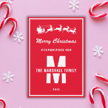 Cartão De Festividades Simples Red White Monograma Nome da Família Natal<br><div class="desc">Ho ho ho. É a época do ano de novo. Um simples design de monograma minimalista para fãs da época de férias e comemorações e festividades de yuletide. Mande cumprimentos e bênçãos à família e aos amigos desta época festiva. Não importa se eles são religiosos ou acreditam na magia do...</div>