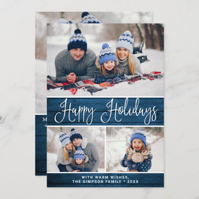 Cartão De Festividades Simples Russo 4 FOTO Saudação de Natal (Frente/Verso)