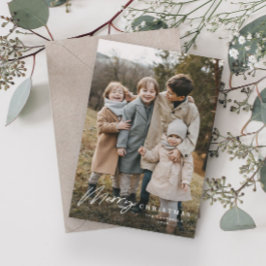 Cartão De Festividades Simples Script 3 Foto Feliz Natal