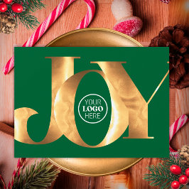 Cartão De Festividades Simples Verde Dourado Alegria Logotipo de Negócios