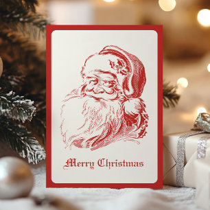 Cartão De Festividades Simples Vintage Papai Noel
